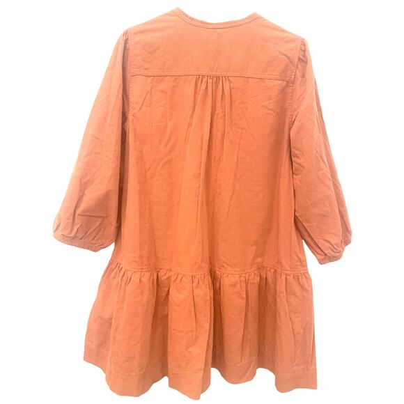 Free Assembly Prairie Dress 2XL Peach Tiered Corduroy Balloon Sleeve Boho NEW - Picture 2 of 10